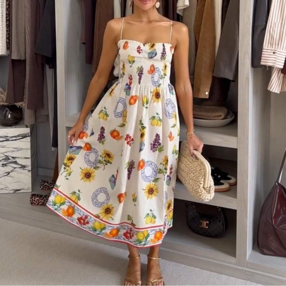 H&M SMOCKED-BODICE DRESS SIZE XS